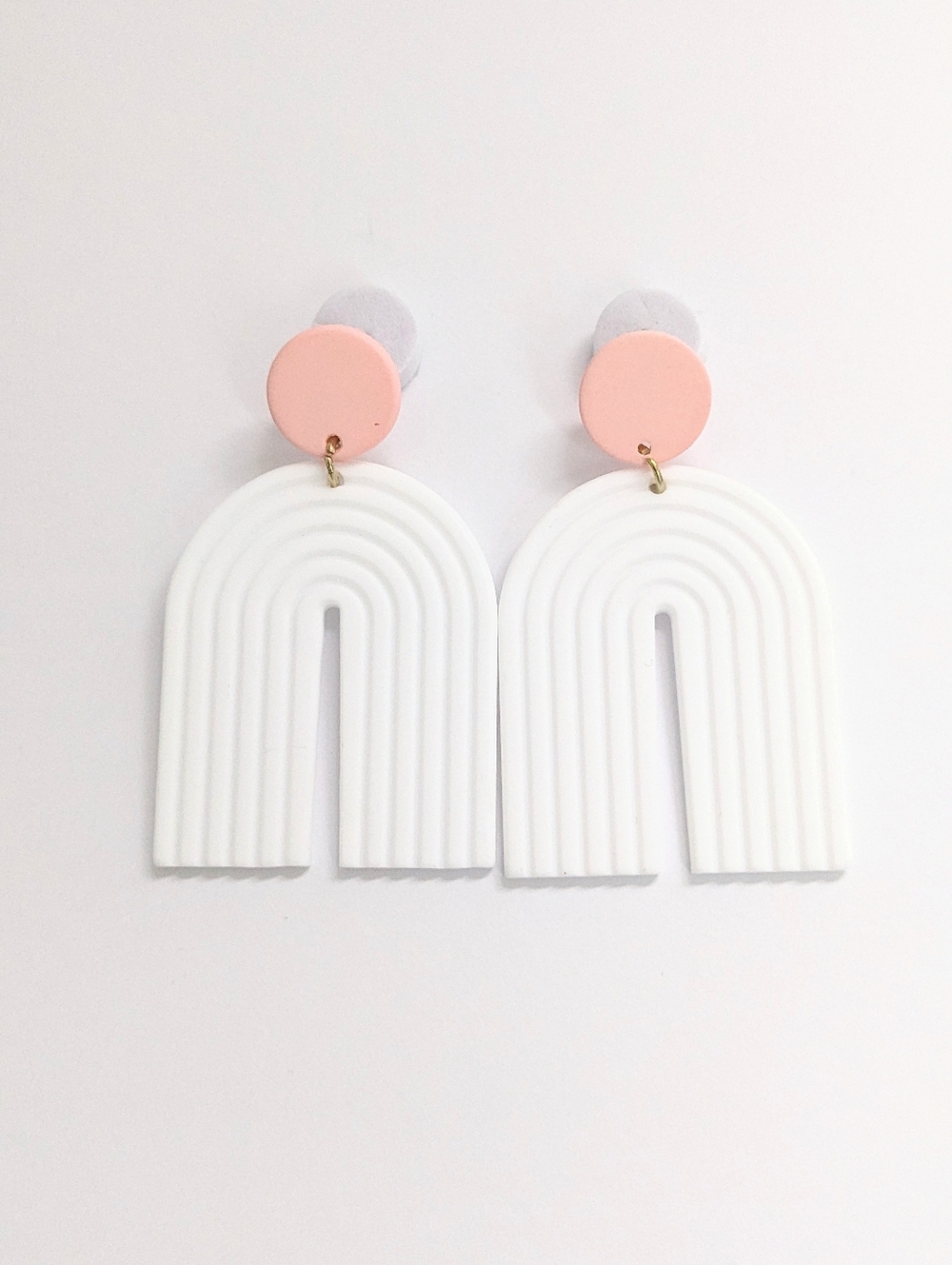 Pink and White Arch Earrings